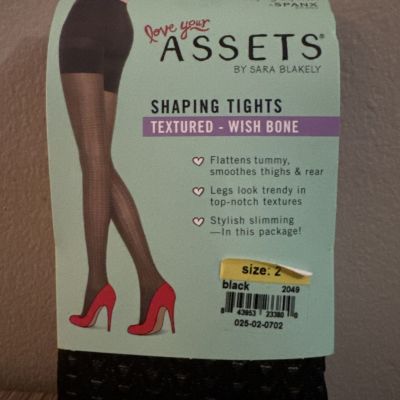 Spanx Love Your Assets Shaping Tights Textured Wish Bone Black Size 2 (2049) NWT